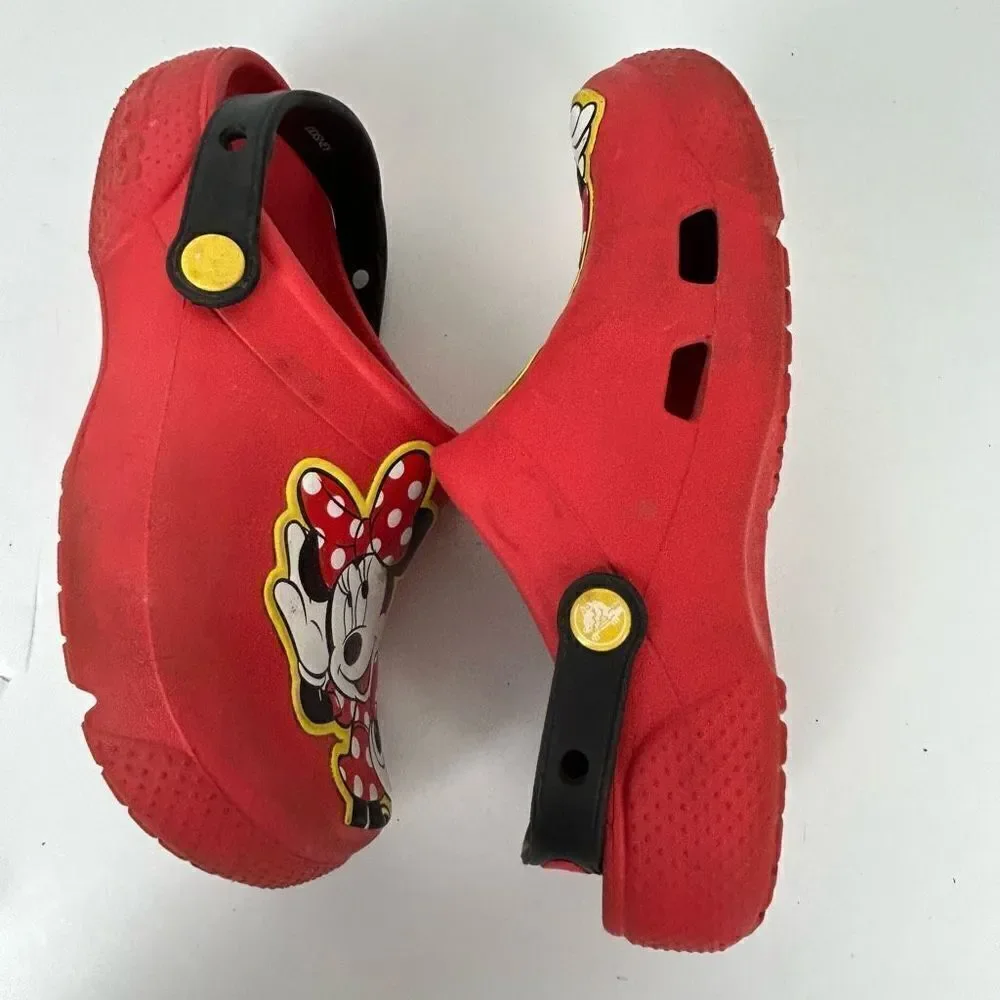 Crocs Minnie Mouse Disney girls red size 2 youth